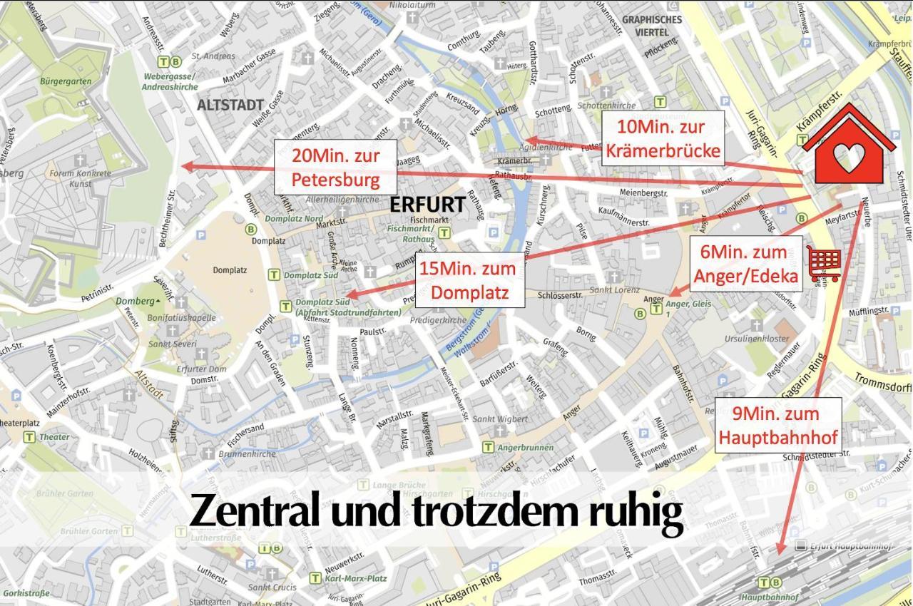 Helle 72Qm Maisonette Wohnung Im Herzen Erfurts Mit Kingsize Bett, Smart-Tv, Etc Buitenkant foto